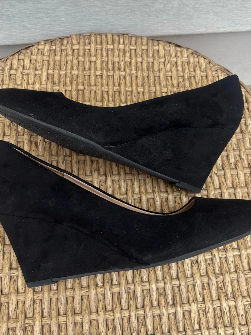 A New Day Women’s  Classic Black Faux Suede Wedge Heels Pumps | Size 7